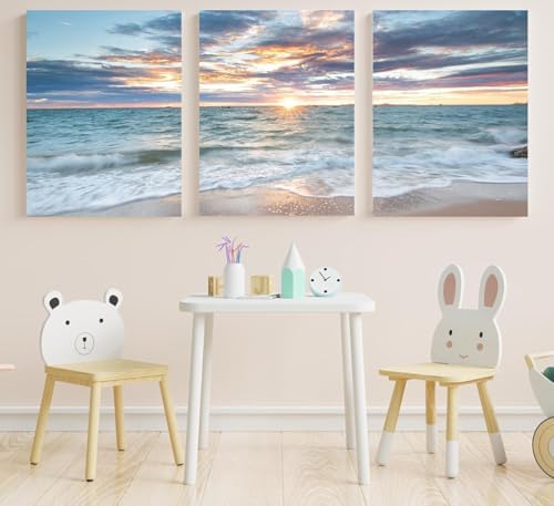 Yxbhhym Living Room Wall Art Coastal Artwork Picture Beach Sunset Canvas Prints - Image 2