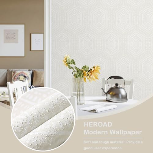 Heroad Peel and Stick Wallpaper Boho Beige Neutral Geometric Removable Wallpaper - Image 6