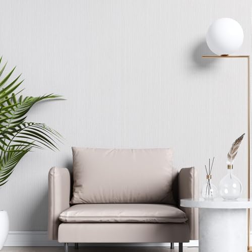 CAX White Grasscloth Peel and Stick Wallpaper Linen Texture Contact Paper - Image 3