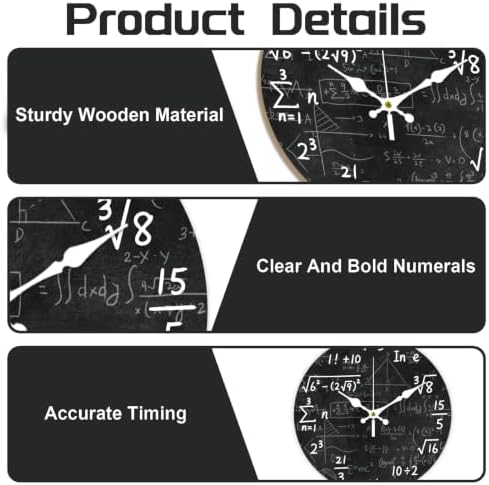 Math Equations Wall Clock Silent Non-Ticking 12" - Image 3