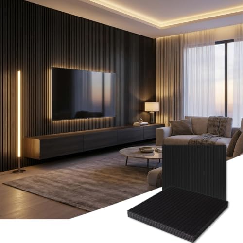 6 Pack Acoustic Wood Wall Panels, 23.6x23.6 Inch Sound Absorbing Panels by Griclner