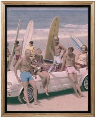 InkFlow Posters Surfers on a Beach Canvas Poster by InkFlowPosters