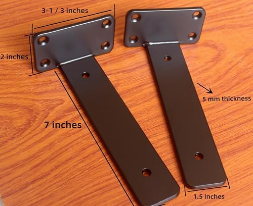 16 Pack - 7 inch Black Hidden L Shelf Bracket Iron Floating Shelf Brackets - Image 2