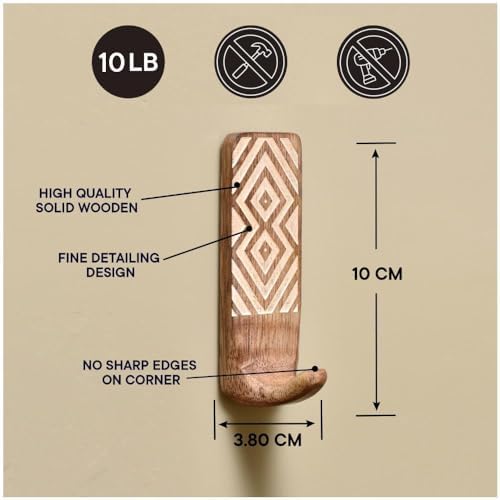 Indian Shelf 150 Pieces Bulk Wood Adhesive Wall Hooks – Wholesale Boho Peel and - Image 2