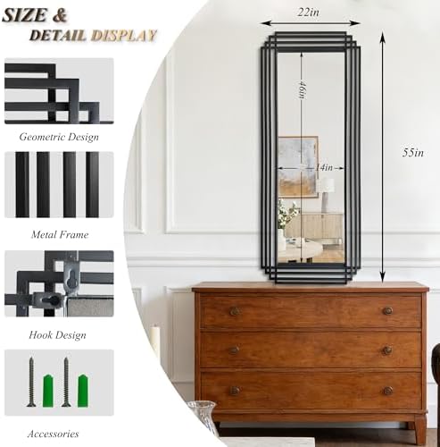 55"x22" Rectangle Decorative Wall Mirror - Image 2