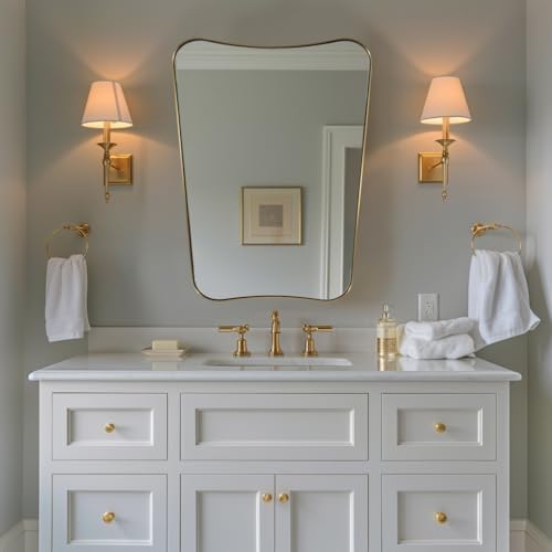 ANDY STAR 24x32 Inch Gold Mirror, Bathroom Vanity Mirror, Antique Brass - Image 3