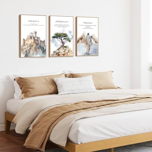 CHDITB Christian Bible Verse Framed Canvas Wall Art Set, Scripture Prints - Image 3