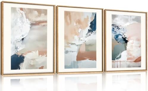 Abstract Brush Strokes Framed Canvas Wall Art, Neutral Navy Blue Wall Decor - Image 6