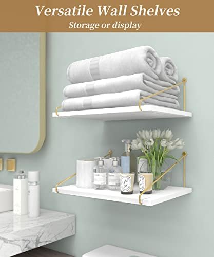 Afuly Floating Shelves for Wall, 12 Inch Deep Gold White Shelf - Image 6