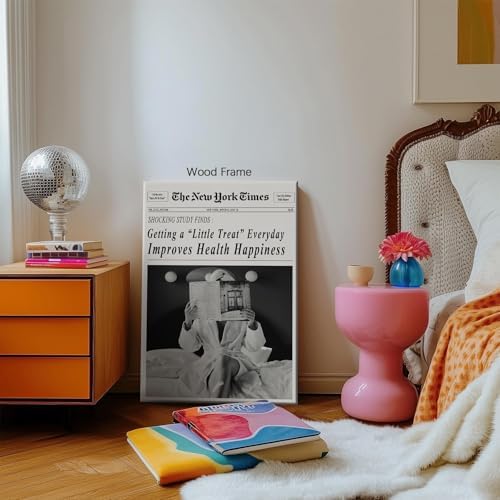Funky Black and White Newspaper Wall Art 24x36 in Wooden Framed Humor Quotes - Image 6