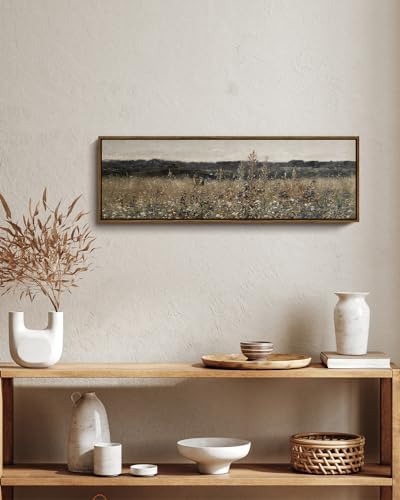 InSimSea Extra Large Framed Wall Art, Flower Meadow Landscape Print - Image 4