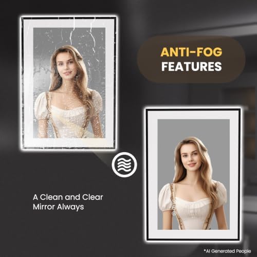 LOAAO 20"X28" LED Bathroom Mirror Black Framed - Image 4