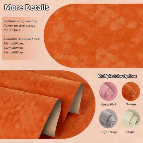 Stickyart Soft Orange Velvet Wallpaper Peel and Stick Felt Fabric Drawer Liner - Image 5