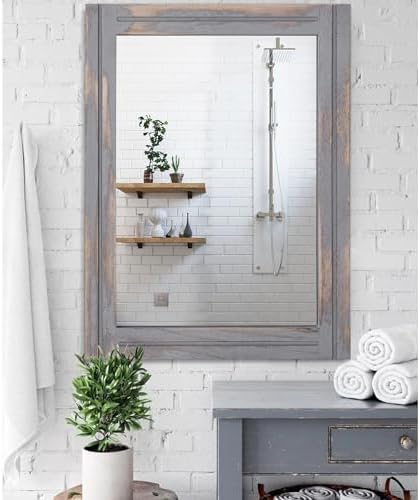 AAZZKANG Wood Framed Mirror Rectangular Rustic Wall Mirrors Decorative Large - Image 4