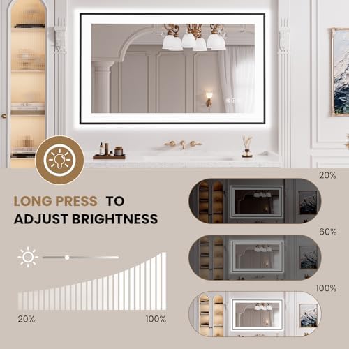LOAAO 40"X24" LED Bathroom Mirror Black Framed - Image 3
