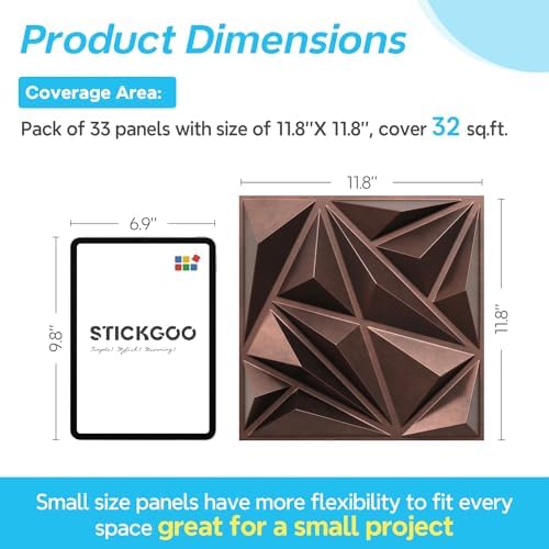 STICKGOO Diamond Wall Panels, Antique Copper, 33 Pack - Image 6