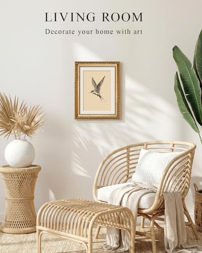 VIYYIEA Vintage Gold Framed Swallow Canvas Bird Wall Art, 11×14 Inch - Image 2