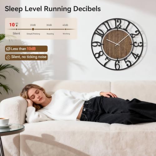 Large Wall Clocks, Oversized Farmhouse Silent Walls Clock - Image 3