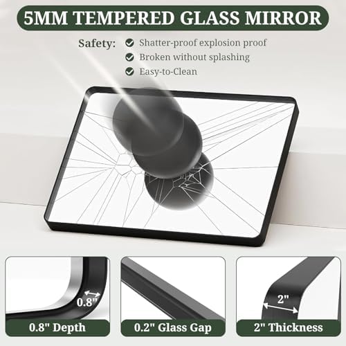 Bathroom Mirror 30x22 Inch Black Metal Frame Rectangle Vanity Mirror - Image 6