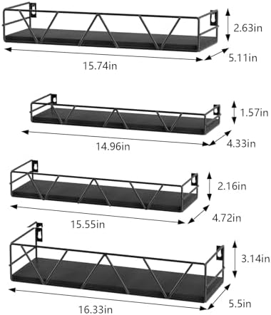 Floating Shelves Set of 4, Wood Wall Shelf, Farmhouse Shelf - Image 3