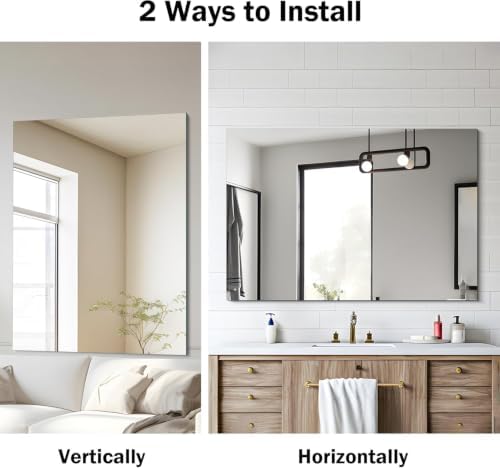 CILIBER Frameless Mirror, 30x40 Inch Rectangle Vanity Mirror - Image 6