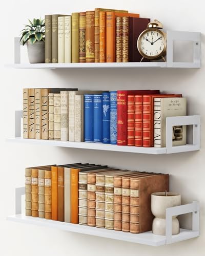 24 Inch Wall Bookshelf for Bedroom, Floating Shelves Bathroom Over Toilet by Harwaya