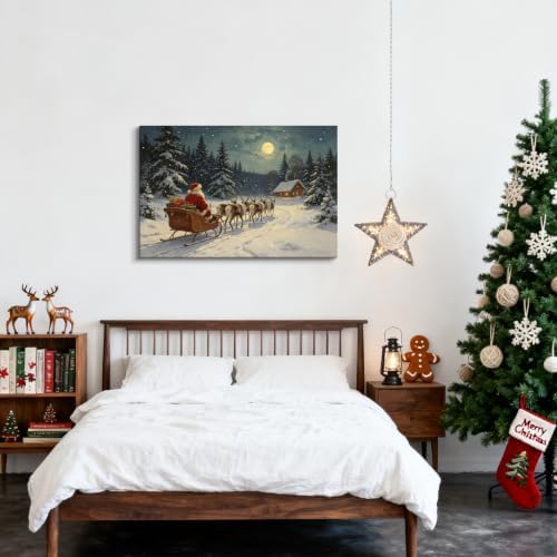 AVANT GARDE CANVAS Christmas Canvas Wall Art, Santa Claus Sleigh and Reindeer - Image 4