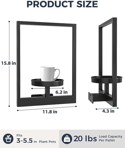 Bamworld Wall Plant Holder Plant Stand Indoor Wall Planters Black - Image 2