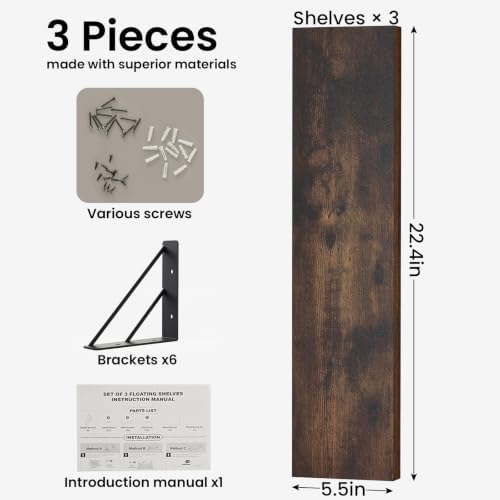 BAYKA 22.4 Inch Long Wall Mounted Floating Shelves - Image 2
