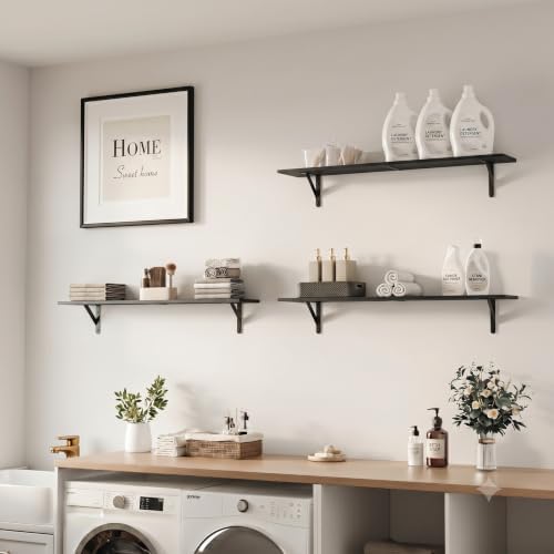 WOPITUES Long Wall Shelves 40″W x 8″D, Floating Book Shelves Max Load 65lbs - Image 4