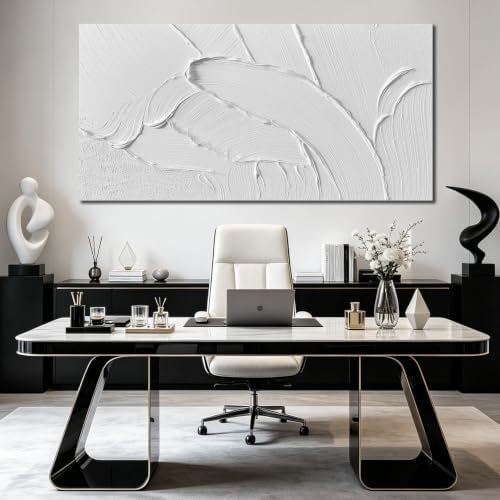 White Abstract Canvas Wall Art Extra Large Hand Painted Oil Painting - Image 3