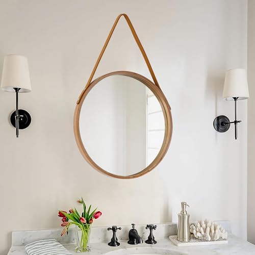 Natural Round Hanging Mirror - Image 3