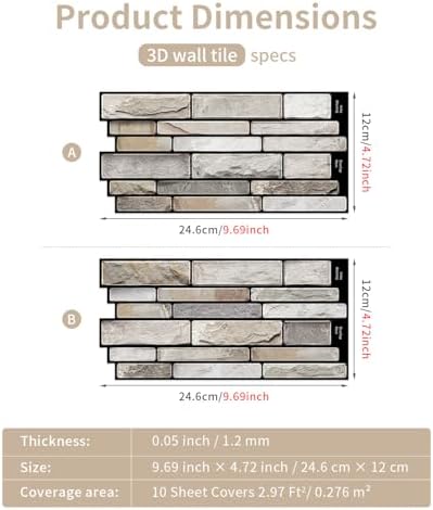 3D Textured Peel and Stick Backsplash, 20-Piece PVC Tiles - Image 3