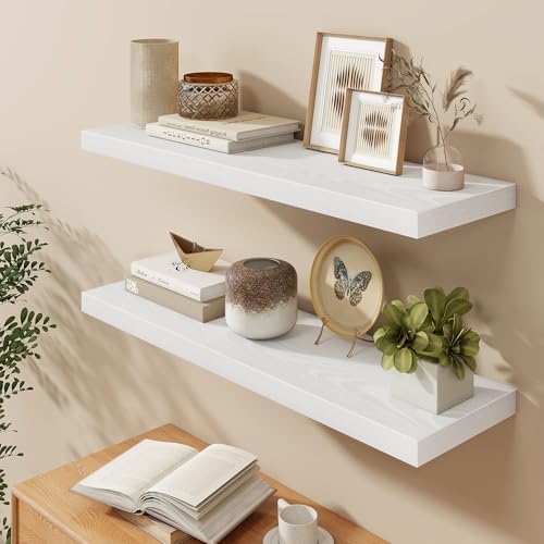 Fun Memories 40" W x 9.3" D White Floating Shelves - Image 6