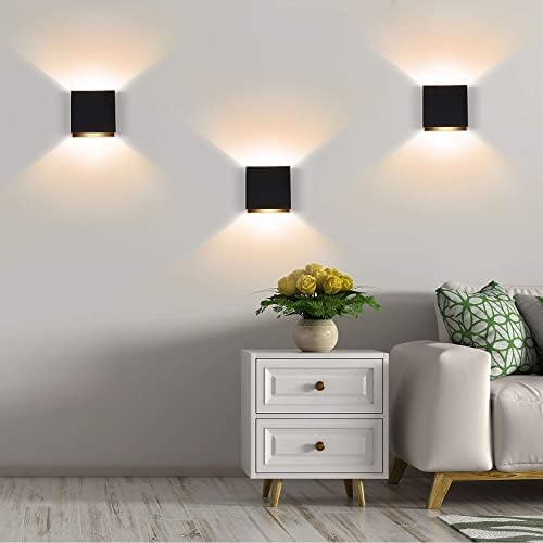Lightess Small LED Wall Sconce Dimmable Up-Down Black Metal 10W Warm White - Image 2