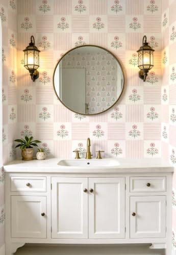 Guvana Pink Floral Peel and Stick Wallpaper Boho Contact Paper Vintage Floral - Image 2