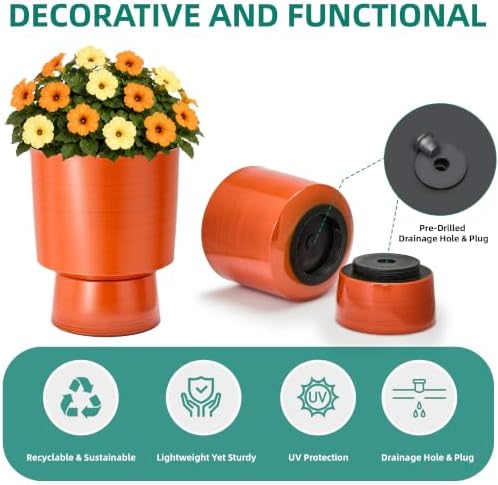 16.8" Planters for Outdoor Plants, Large Urn Flower pots S/2 - Image 6