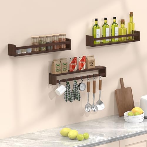 Floating Wall Nursery Book Shelves, 23.6 Inch, Walnut Color - Image 4