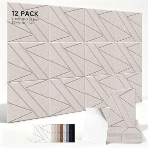TO-TH Sound Proof Panels Self-Adhesive Acoustic Panel 12 Pack, Light Camel by TO-TH