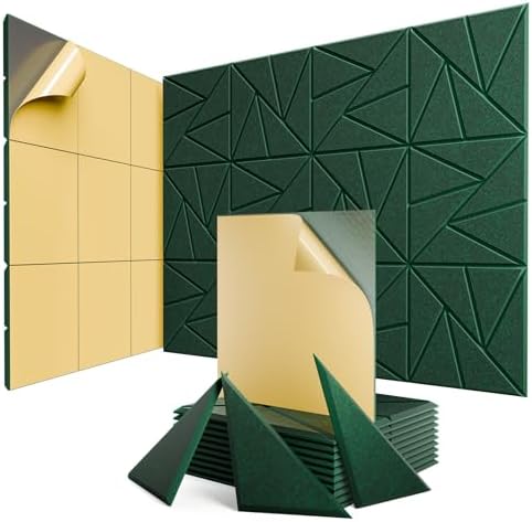 12 Pack Self-Adhesive Acoustic Panels, Sound Proof Foam Panels by ROOME