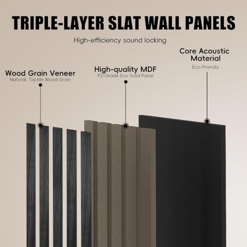 RITOLLO 6-Pack Wood Slat Wall Panels, 46.5 Sq Ft Coverage - Image 4
