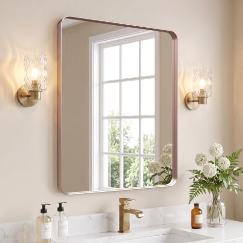 Kosmonia 30x24 Inch Bathroom Vanity Mirror Brushed Rose Gold by Kosmonia