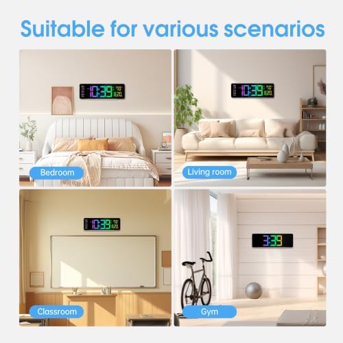 16" Large Digital Wall Clock, LED RGB Color Changing Display - Image 5