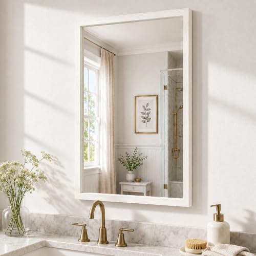 24" x 36" Cream White Wall Mirror - Image 2