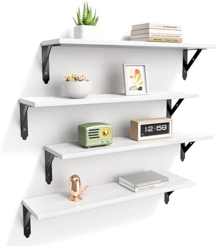 ROMGUAR CRAFT Wood Wall Floating Shelves Set of 4, 23.6" x 6" by ROMGUAR+CRAFT