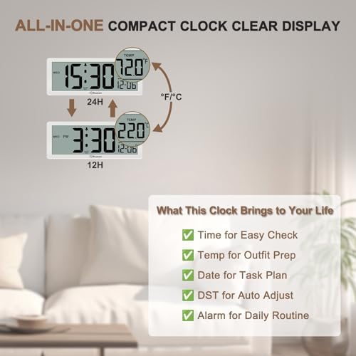 Soobest 8.5 Inch Digital Wall Clock Battery Operated, Compact Display - Image 5