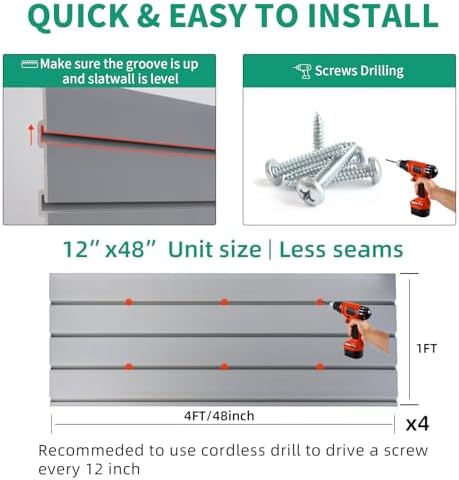 FRAYSCENT Slat Wall Paneling Garage Slat Wall Storage Systems Slatwall Panels - Image 5