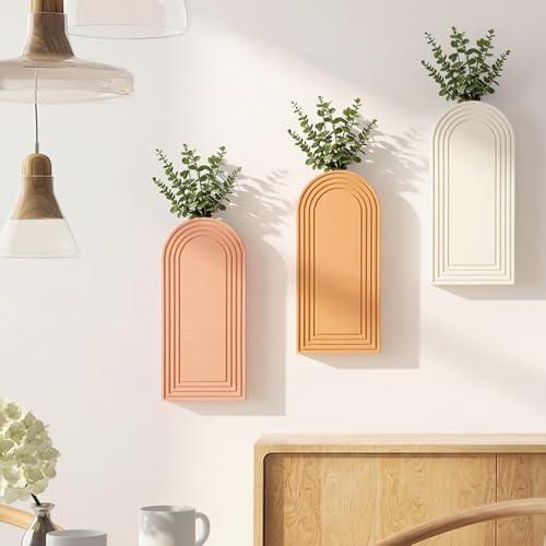 6 Pack Boho Wall Vase Wooden Hanging Planters, Classic Colors - Image 6