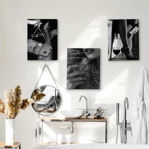 Liacxony 3Pcs Trendy Black and White Luxury Wall Art 16x12 Inch Framed - Image 3