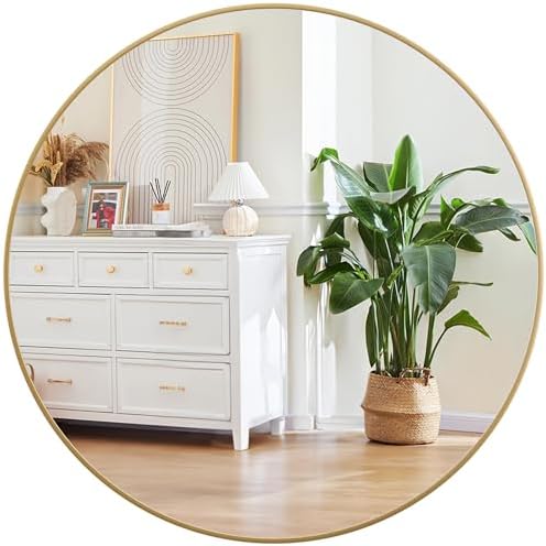 GarveeTech 20 Inch Golden Circle Wall Mirror, Modern Round Metal Framed Mirror by GarveeTech